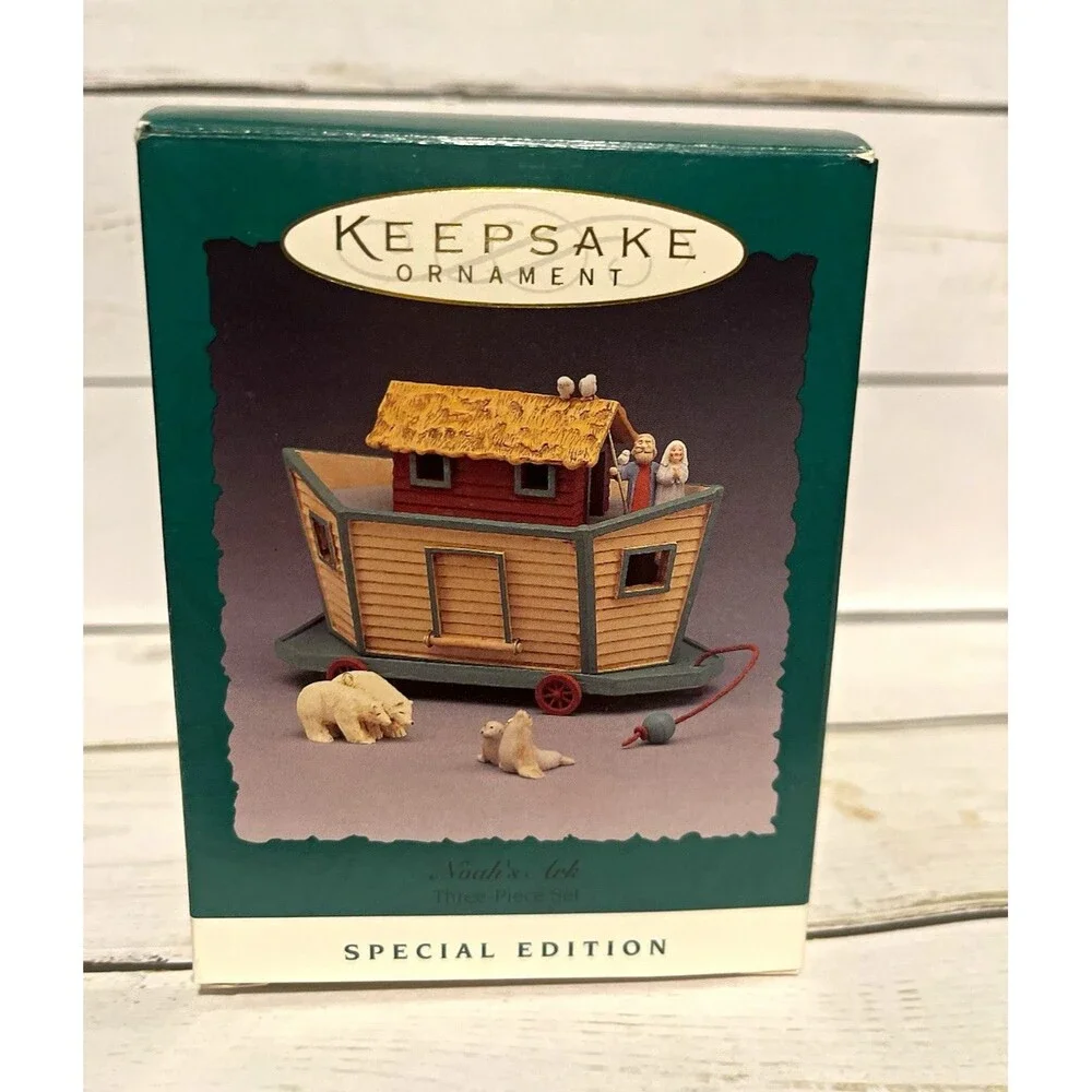 Hallmark Keepsake 1994 Noah’s Ark Ornament Set Handcrafted 3pc Set Moving Parts